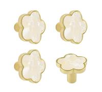 MOROBOR Decorative Flower Kitchen Cabinet Knobs, 4 Pack Creative Dresser Drawer Pulls Furniture Cupboard Door Pull Handles Single Hole Zinc Alloy Knobs Furniture Accessories(Shell White)