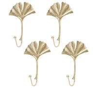 MOROBOR Decorative Iron Hooks,4pcs Ginkgo Leaf Shape Wall Mounted Hooks Modern Key Holder Wall Mounted Gold Coat Hanger Home Office Entrance Decoration