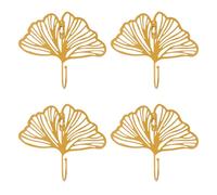 MOROBOR Decorative Iron Hooks, 4pcs Gold Ginkgo Leaf Shape Wall Mounted Hooks Gold Hanging Rack Hooks Modern Key Holder Hat Hanger Home Office Nursery Room Decoration
