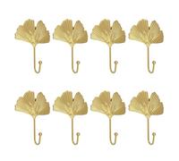 MOROBOR Decorative Leaves Iron Hook, 8pcs Ginkgo Leaf Shape Wall Mounted Hooks Modern Key Holder Wall Mounted Gold Single Prong Hat Hanger Home Office Nursery Room Decoration