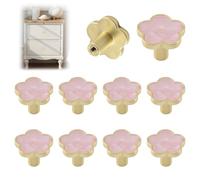 MOROBOR Decorative Pink Flower Kitchen Cabinet Knobs, 10 Pcs Creative Dresser Drawer Pulls Furniture Cupboard Door Pull Handles Single Hole Zinc Alloy Knobs Furniture Accessories