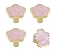 MOROBOR Decorative Pink Flower Kitchen Cabinet Knobs, 4 Pack Creative Dresser Drawer Pulls Furniture Cupboard Door Pull Handles Single Hole Zinc Alloy Knob Furniture Accessories