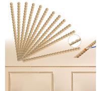 MOROBOR Decorative Wood Trim, 12pcs Unfinished 3D Cute DIY Moulding Trims Gourd Shaped Half Wooden Beads Wall Trim for Home Wall Cabinet Shelf Window Door Decor/13.78 x 0.71 Inch