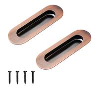 MOROBOR Embedded Sliding Door Handle, 2PCS Oval Stainless Steel Side Hole Flush Pull Recessed Finger Pulls with Hidden Screws for Drawer Cupboard Wardrobe (Red Bronze)