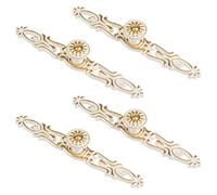 MOROBOR Euro Cabinet Knobs with Backplate, 4pcs Vintage Aluminum Alloy Handles Ivory White Drawer Handle Knobs for Wardrobe Dresser Cabinet with Mounting Screws(Golden Edge)