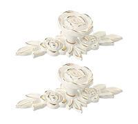 MOROBOR Euro Rose Cabinet Knobs with Backplate, 2pcs Vintage Zinc Alloy Handles Ivory White Drawer Handle Knobs for Wardrobe Dresser Cabinet with Mounting Screws(Golden Edge)