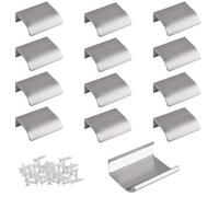 MOROBOR Finger Edge Pull, 16pcs Concealed Aluminum Alloy Handle Utility Invisible Furniture Handles Self-Stick Instant Cabinet Drawer Pulls Helper/Brushed Nickel,50mm