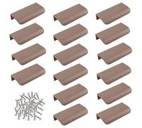 MOROBOR Finger Edge Pull, 16pcs Concealed Handle Modern Style Drawer Handles, Curved Aluminum Alloy Invisible Handle for Cabinet Hardware Drawer,80mm/Brown