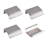 MOROBOR Finger Edge Pull, 4pcs Concealed Handle Aluminum Alloy Invisible Handle 50mm Brushed Nickel Furniture Handles Self-Stick Instant Cabinet Drawer Pulls