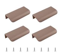MOROBOR Finger Edge Pull, 4pcs Concealed Handles Modern Style Drawer Handle, Curved Aluminum Alloy Invisible Handle for Cabinet Hardware Drawer,80mm/Brown