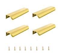 MOROBOR Finger Edge Pull, 4pcs Concealed Modern Style Drawer Handle, Aluminum Alloy Angled Invisible Wardrobe Handle for Cabinet Hardware (Matte Gold, 200mm)
