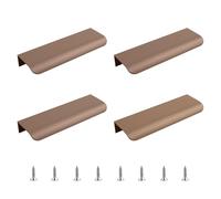 MOROBOR Finger Edge Pull, 4pcs Modern Style Drawer Handle, Curved Aluminum Alloy Invisible Handle Wardrobe Pull for Cabinet Hardware Drawer,120mm/Brown