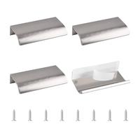 MOROBOR Finger Edge Pull, 4pcs Self Adhesive Pulls Modern Style Drawer Handles, Aluminum Alloy Invisible Handle Wardrobe Handle for Cabinet Hardware Drawer, 80mm/Brushed Nickel