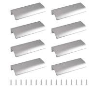 MOROBOR Finger Edge Pull, 8 PCS Concealed Handle Modern Style Drawer, Aluminum Alloy Invisible Cabinet Hardware, 100 mm/Brushed Nickel