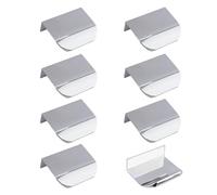 MOROBOR Finger Edge Pull, 8pcs Concealed Handle Aluminum Alloy Invisible Handle 50mm Bright Chrome Furniture Handles Self-Stick Instant Cabinet Drawer Pulls