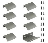 MOROBOR Finger Edge Pull, 8pcs Concealed Handles Modern Style Drawer Knobs, Aluminum Alloy Invisible Handle Wardrobe Pulls for Cabinet Hardware Drawer, 50mm/Grayish Brown
