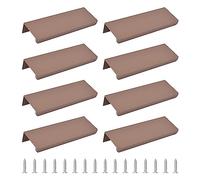MOROBOR Finger Edge Pull, 8pcs Concealed Modern Style Drawer Handle, Right Angle Aluminum Alloy Invisible Wardrobe Handle for Cabinet Hardware Drawer,100mm/Brown