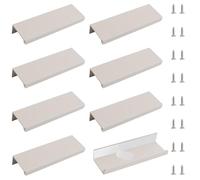 MOROBOR Finger Edge Pull, 8pcs Concealed Modern Style Drawer Handles Aluminum Alloy Invisible Wardrobe Handle Adhesive Self-Stick Instant Pulls for Cabinet Hardware Drawer,100mm/Cashmere Gray