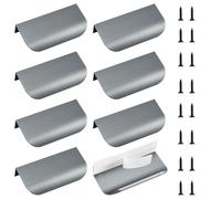MOROBOR Finger Edge Pull, 8pcs Self Adhesive Pulls Modern Style Drawer Handle, Aluminum Alloy Invisible Handle Wardrobe Handle for Cabinet Hardware Drawer, 80mm/Gray