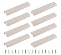 MOROBOR Finger Edge Pull, 8pcs Self-Stick Instant Concealed Handles Modern Style Drawer Handle Curved Aluminum Alloy Invisible Handle for Wardrobe Cabinet Hardware, 200mm/Cashmere Grey