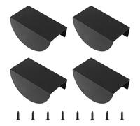 MOROBOR Finger Edge Pulls, 4pcs Half Moon Shaped Cabinet Pulls, Aluminum Alloy Wardrobe Drawer Handles with Mounting Screws for Cupboard Cabinet Wardrobe Drawer/Black