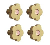 MOROBOR Flower Shaped Cabinet Knobs, 4pcs Solid Brass Drawer Knob Single Hole Dresser Pulls Kitchen Hardware for Bathroom Bedroom Livingroom