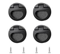 MOROBOR Flush Ring Pull Handles, 4PCS Pocket Doors Drawer Handle Zinc Alloy Knobs Concealed Plane Drawer Door Pull for Cabinets, Closets, Drawers (Black)