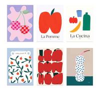 MOROBOR Fruit Art Prints Posters, Set of 6 Aesthetic Canvas Wall Art Exhibition Poster & Prints Colorful Abstract Painting Room Decor Minimalist Decor((Unframed, 8x10)