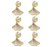 MOROBOR Ginkgo Leaf Shape Cabinet Knobs, 6pcs Decorative Golden Drawer Pull Handle With Single Hole for Dresser Wardrobe Cupboard
