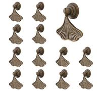 MOROBOR Ginkgo Leaf Shape Knob Handles, 12 PCS Drop Pendant Pull Handle Hardware Drawer Single Hole Handle for Wardrobe Cupboard Closets Cupboard(Yellow Bronze)