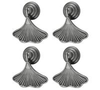 MOROBOR Ginkgo Leaf Shape Knob Handles, 4pcs Antique Nickel Drop Pendant Pull Handle, Hardware Drawer Single Hole Zinc Alloy Handle for Wardrobe Cupboard Closets Cupboard(Ancient Nickel)