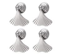 MOROBOR Ginkgo Leaf Shape Knob Handles, 4pcs Brushed Finish Drop Pendant Pull Handle Hardware Drawer Single Hole Handle for Wardrobe Cupboard Closets Cupboard