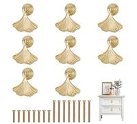 MOROBOR Ginkgo Leaf Shape Knob Handles, 8 PCS Golden Drop Pendant Pull,Hardware Drawer Single Hole Handle for Wardrobe Cupboard Closets Cupboard