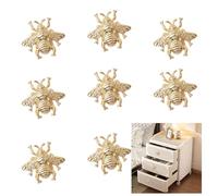 MOROBOR Gold Bee Drawer Knobs, 8PCS Metal Zinc Alloy Single Hole Knobs Bee Theme Insect Drawer Pull Creative Furniture Handle with Screws for Cabinet Wardrobe Drawer Dresser