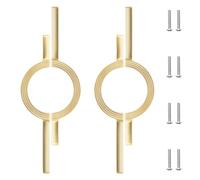 MOROBOR Half Moon Cabinet Door Handles, 2PCS Brushed Copper Semicircle Cabinet Pulls Zinc Alloy Double-Hole Retro Semi-Circular Handle for Drawer Dresser Cabinet Wardrobe