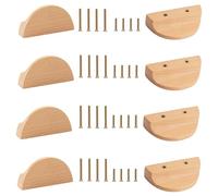 MOROBOR Half Moon Drawer Handles, 12PCS Wooden Semi Circle Pulls Beech Wood Wardrobe Drawer Hardware Double Hole Handle for Drawer Cabinet