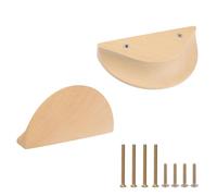 MOROBOR Half Moon Drawer Handles, 2 Pack Wooden Semi Circle Knob Beech Wood Large Finger Edge Pulls Handles Double Hole Handle for Drawer Cabinet Wardrobe Hardware/120mm