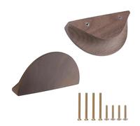 MOROBOR Half Moon Drawer Handles, 2 Pack Wooden Semi Circle Knob Walnut Wood Large Finger Edge Pulls Handles Double Hole Handle for Drawer Cabinet Wardrobe Hardware/120mm