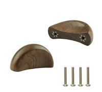 MOROBOR Half Moon Drawer Handles, 2 PCS Decorative Semi Circle Knob Walnut Wood Finger Edge Pulls Handles Double Hole Handle for Drawer Cabinet Drawer Hardware