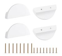 MOROBOR Half Moon Drawer Handles, 4 Pcs Natural Wooden Paintable Semicircular Finger Edge Pulls Beech Wood Double Hole Handle for Drawer Cabinet Wardrobe Hardware/White