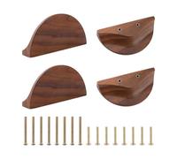 MOROBOR Half Moon Drawer Handles, 4 Pcs Wooden Semi Circle Knob Walnut Wood Finger Edge Pulls Handles Double Hole Handle for Drawer Cabinet Wardrobe Hardware/100mm