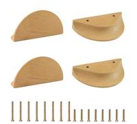 MOROBOR Half Moon Drawer Handles, 4PCS Wooden Semi Circle Pulls Beech Wood Large Wardrobe Drawer Hardware Double Hole Handle for Drawer Cabinet(120mm)