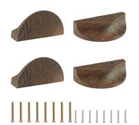 MOROBOR Half Moon Drawer Handles, 4PCS Wooden Semi Circle Pulls Walnut Wardrobe Hardware Double Hole Handle for Drawer Cabinet