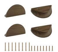 MOROBOR Half Moon Drawer Handles, 4PCS Wooden Semi Circle Pulls Walnut Wardrobe Hardware Double Hole Handle for Drawer Cabinet(120mm)