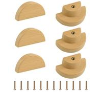MOROBOR Half Moon Drawer Handles, 6PCS Wooden Semi Circle Pulls Beech Wood Wardrobe Drawer Hardware Single Hole Handle for Drawer Cabinet Wardrobe