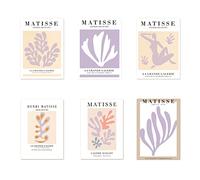 MOROBOR Matisse Wall Art Exhibition Poster, 6pcs Henri Matisse Posters for Room Aesthetic Abstract Body Canvas Painting，Frameless Abstract Art Prints (8x10in,Purple)
