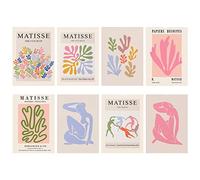MOROBOR Matisse Wall Art Exhibition Poster, 8pcs Henri Matisse Posters 8X12 inches Canvas Prints Set for Room Aesthetic Frameless Abstract Art Prints