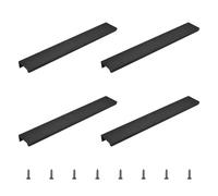 MOROBOR Matte Black Finger Edge Pull, 4pcs Concealed Handle Modern Aluminum Alloy Invisible Handle Wardrobe Pull for Home Kitchen Cabinet Drawer/300mm