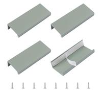 MOROBOR Mini Finger Edge Pull, 4 Pcs Self Adhesive Pulls Modern Concealed Right Angle Drawer Handle Aluminum Alloy Invisible Wardrobe Handles for Cabinet Hardware Drawer,80mm/Greyish Green