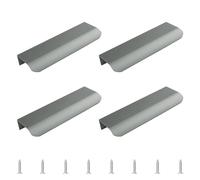 MOROBOR Modern Style Finger Edge Pull, 4pcs Aluminum Alloy Furniture Drawer Handles Hidden Cabinet Kitchen Drawer Handles Knobs, 120mm/Anthracite Grey
